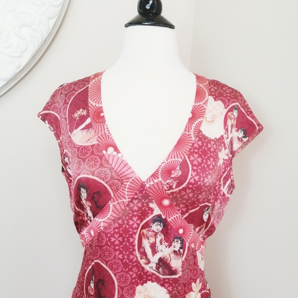 Vintage 100% Silk Chinese Floral Dress Size 10 - Picture 6 of 8